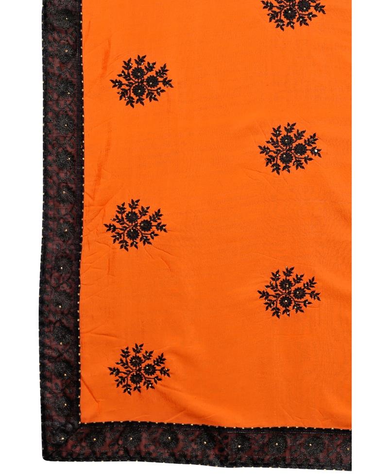 Orange Coloured Poly Silk Embroidered Saree | Sudathi