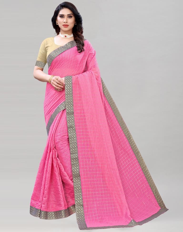 Pink Coloured Poly Cotton Woven Saree | Sudathi