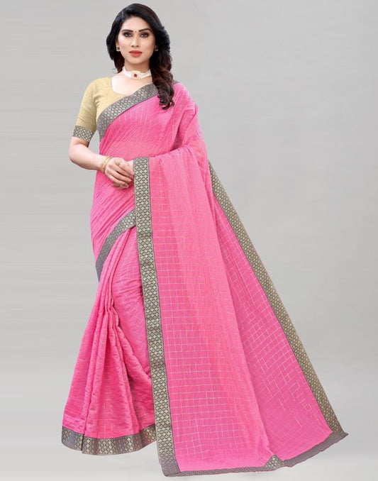 Pink Coloured Poly Cotton Woven Saree | Sudathi