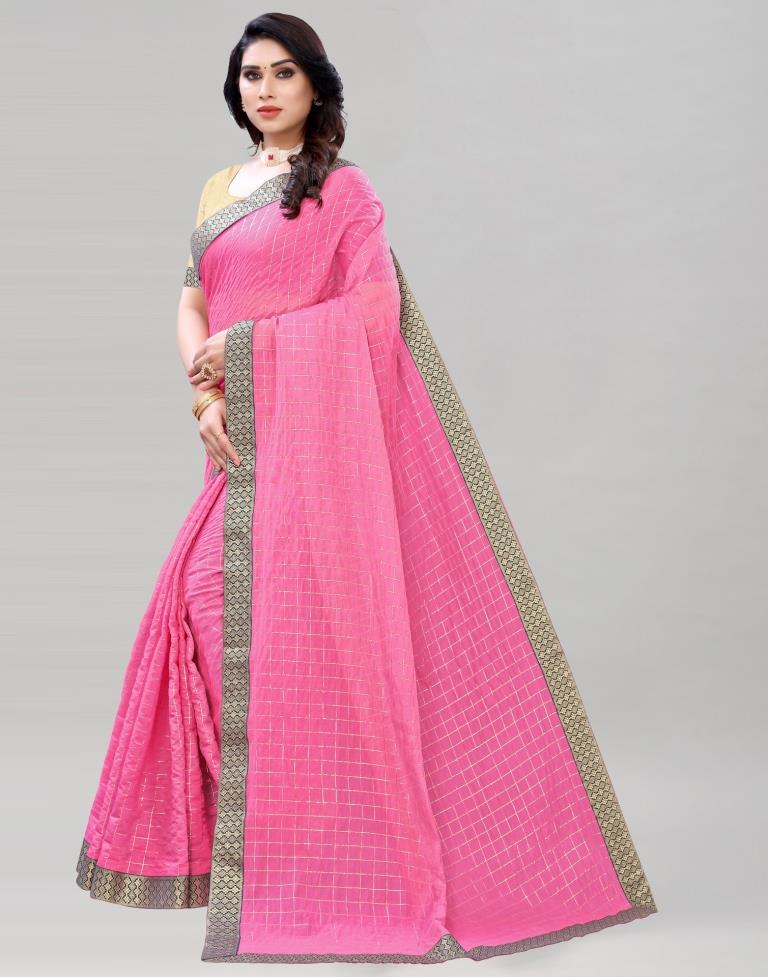 Pink Coloured Poly Cotton Woven Saree | Sudathi