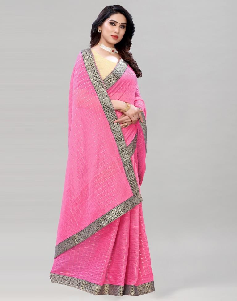 Pink Coloured Poly Cotton Woven Saree | Sudathi