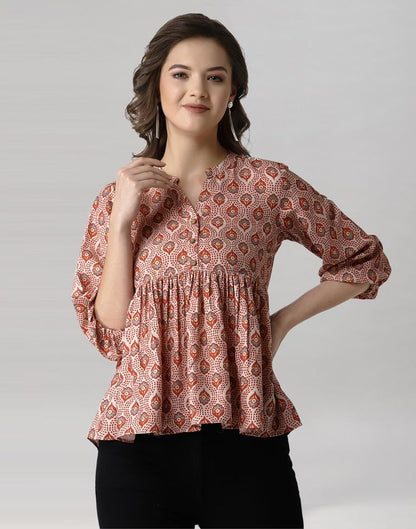 Brown Cool Gathered Top | Sudathi