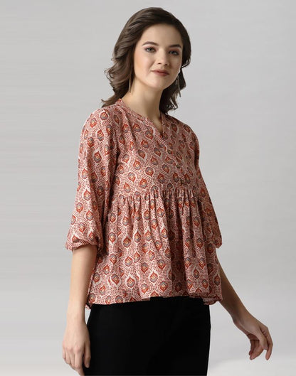 Brown Cool Gathered Top | Sudathi