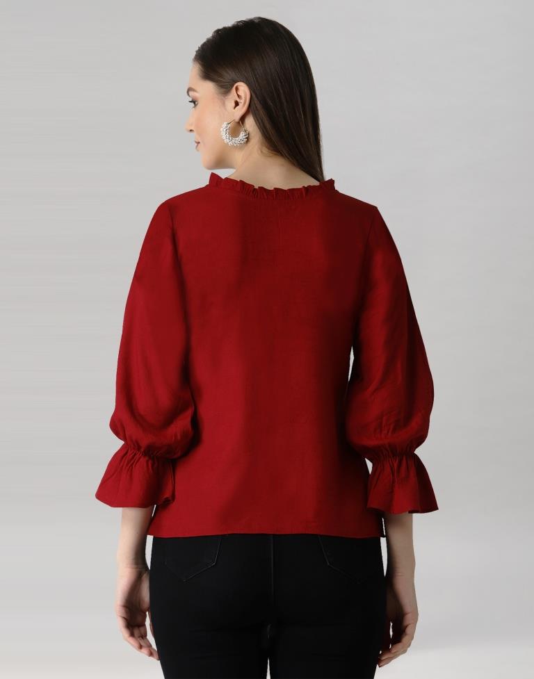 Angelic Maroon Bell Sleeve Top | Leemboodi