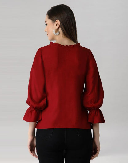 Angelic Maroon Bell Sleeve Top | Leemboodi