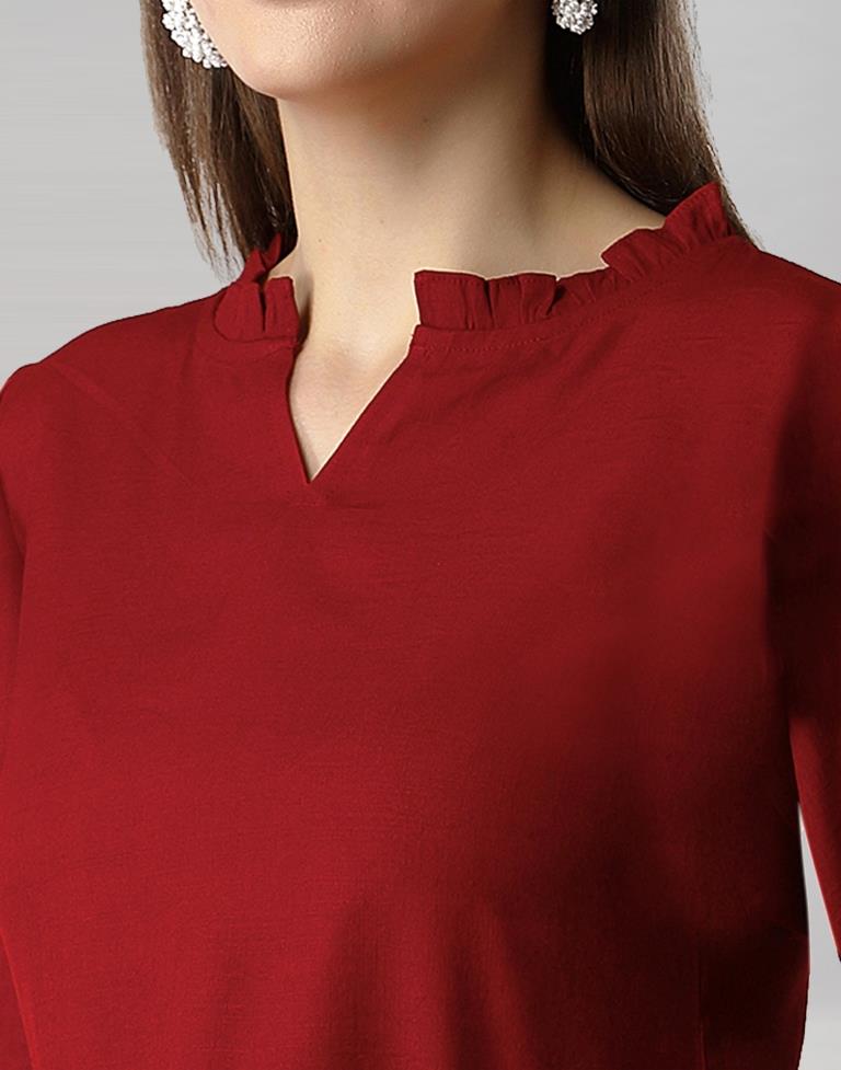 Angelic Maroon Bell Sleeve Top | Leemboodi