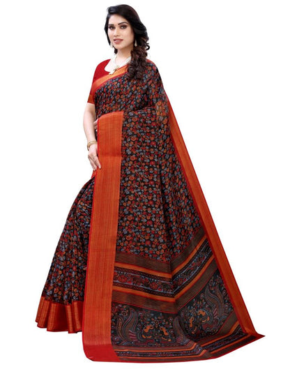 Multicolored Poly Cotton Floral Printed Casual saree | Sudathi