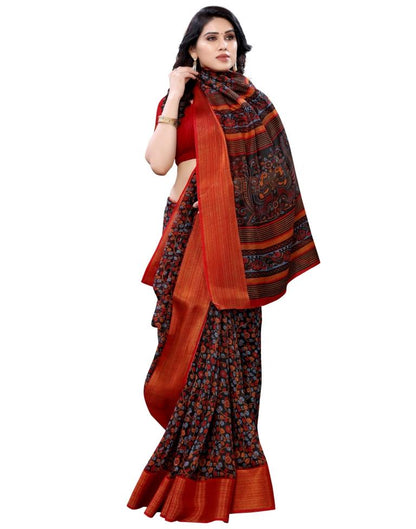 Multicolored Poly Cotton Floral Printed Casual saree | Sudathi