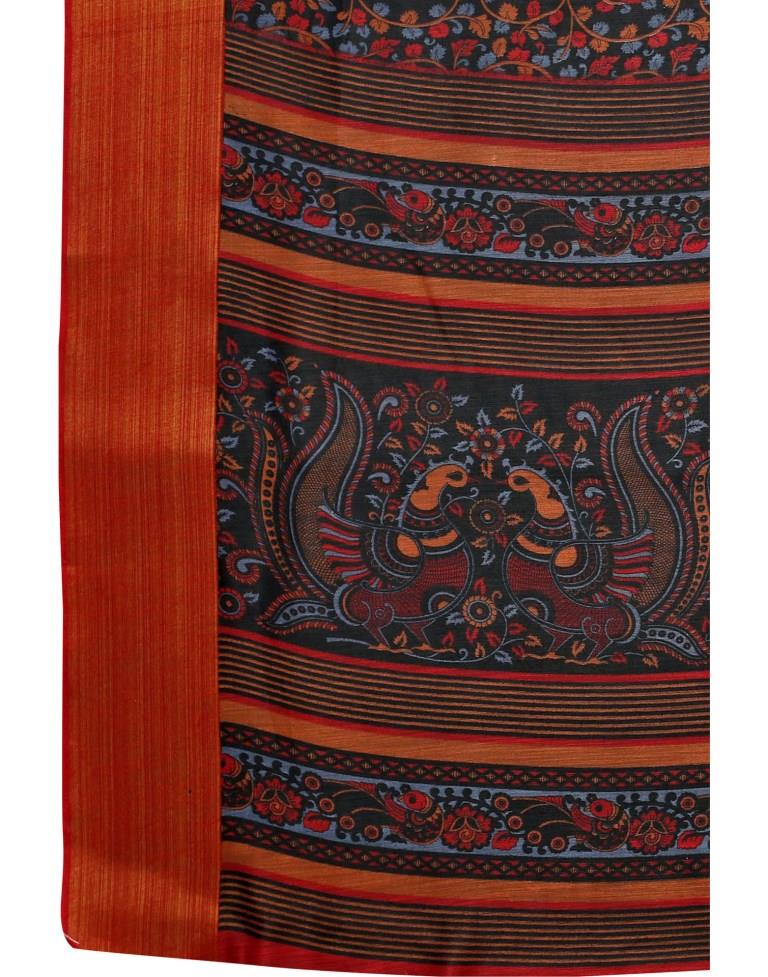 Multicolored Poly Cotton Floral Printed Casual saree | Sudathi