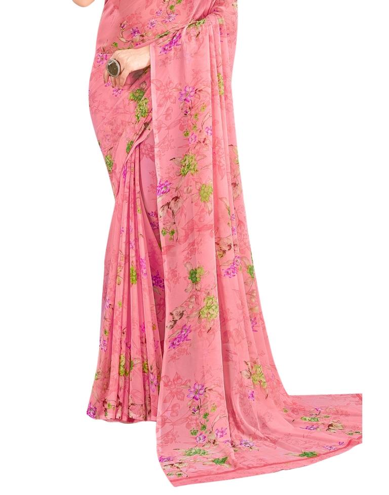 Rose Pink Printed Saree | Sudathi