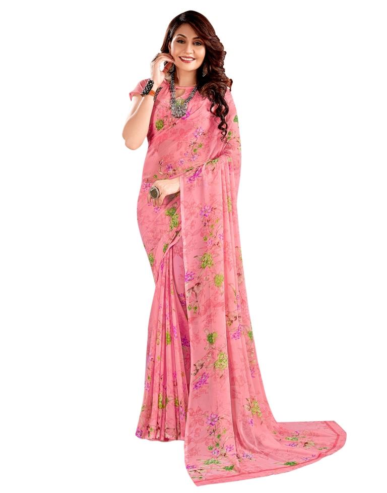 Rose Pink Printed Saree | Sudathi