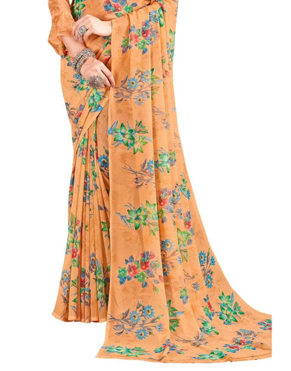 Dashing Orange Printed Saree | Sudathi
