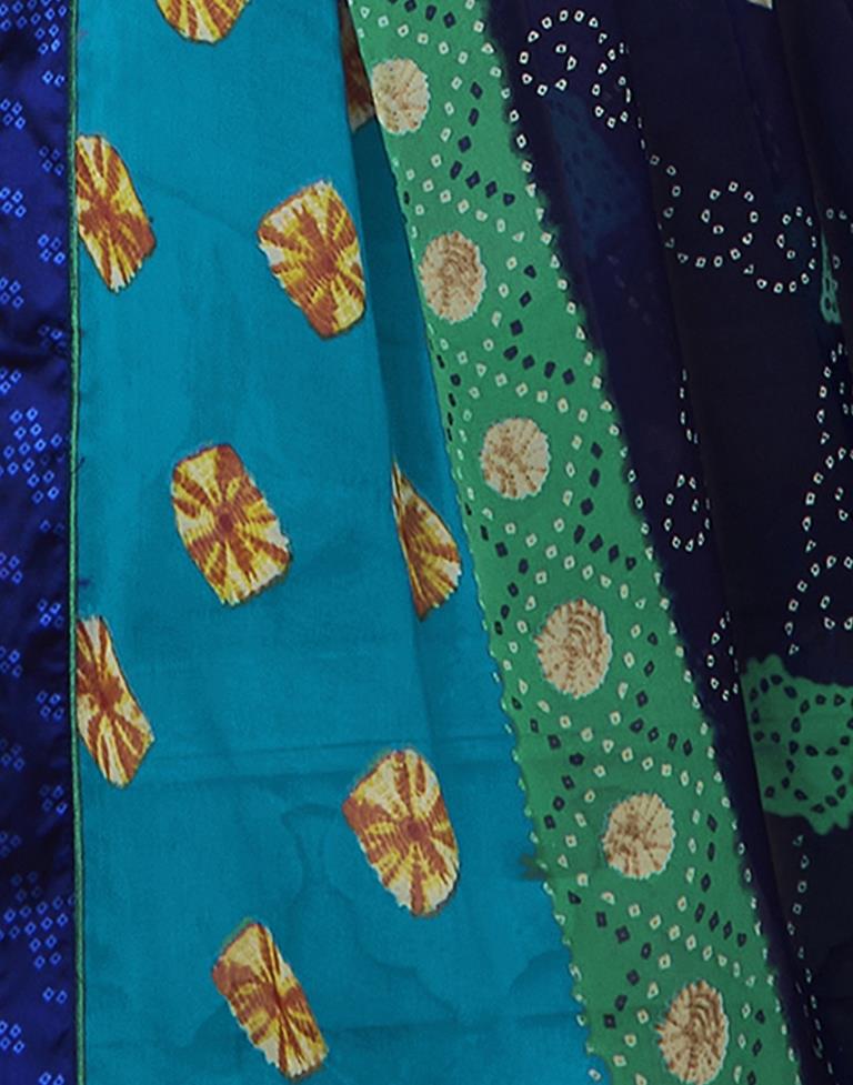 Navy Blue Bandhani Printed Saree | Sudathi