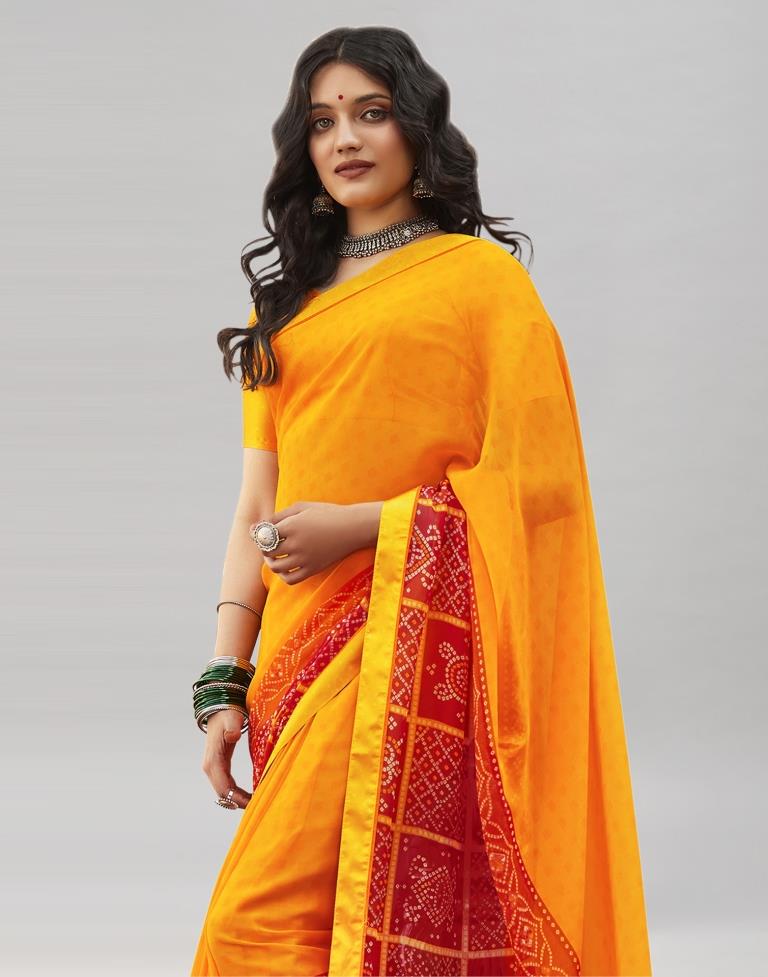 Decent Yellow Bandhani Saree | Sudathi