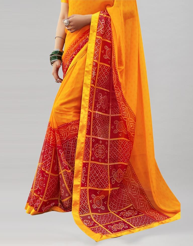 Decent Yellow Bandhani Saree | Sudathi