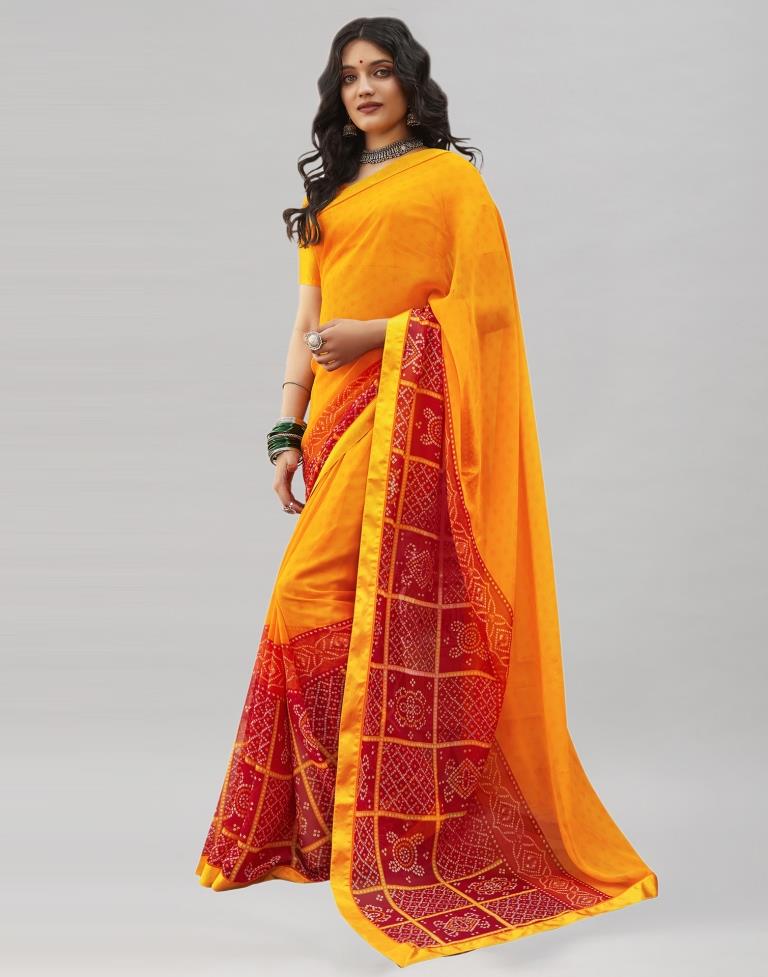 Decent Yellow Bandhani Saree | Sudathi