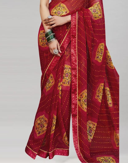 Exquisite Red Bandhani Saree | Sudathi