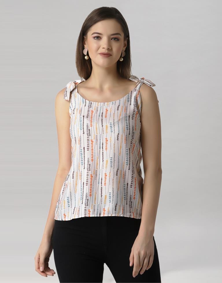 White Coloured Summer Cool Printed Top | Sudathi