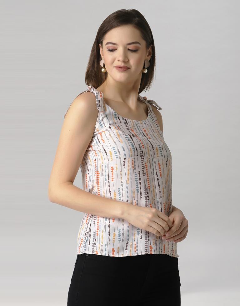 White Coloured Summer Cool Printed Top | Sudathi