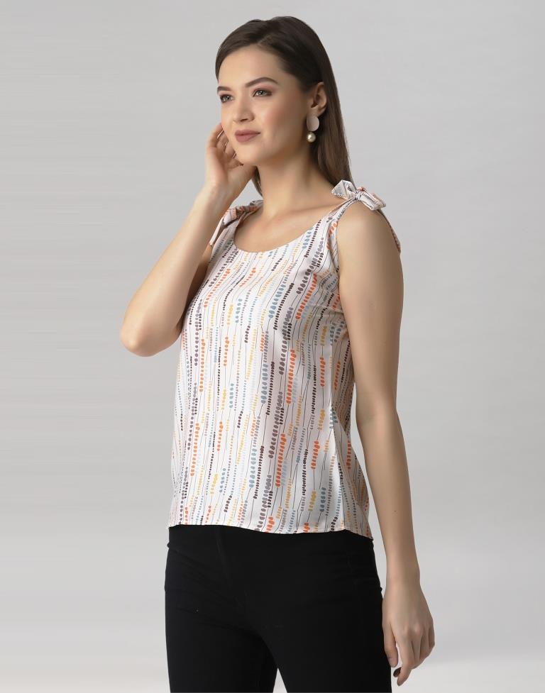 White Coloured Summer Cool Printed Top | Sudathi