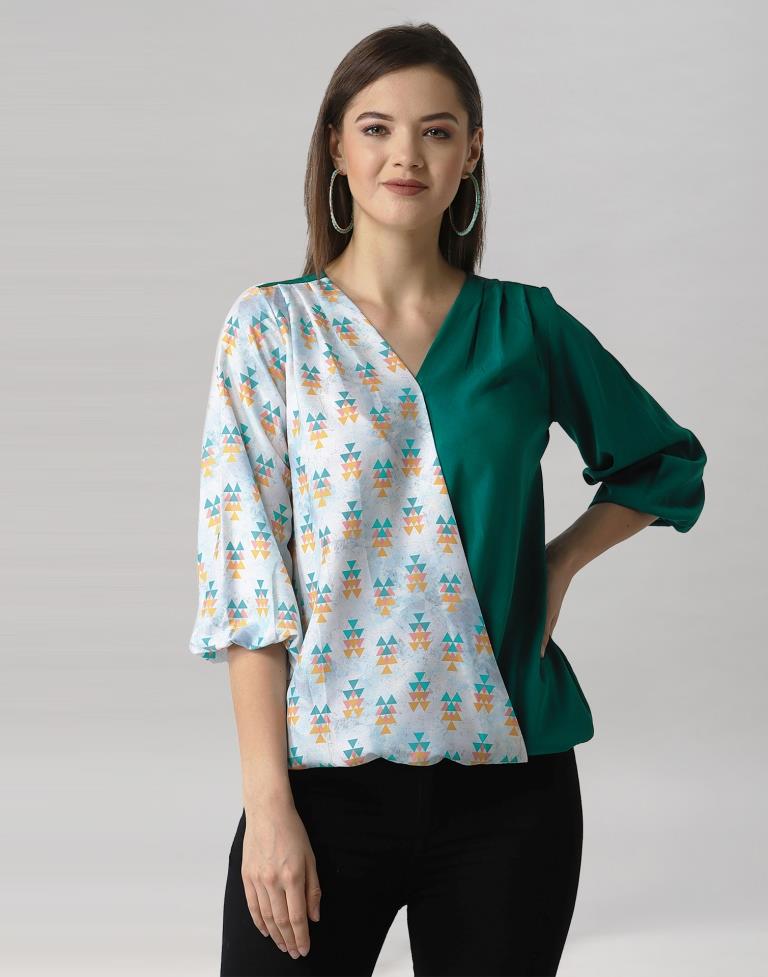 Rama Coloured Crepe Printed Top | Leemboodi