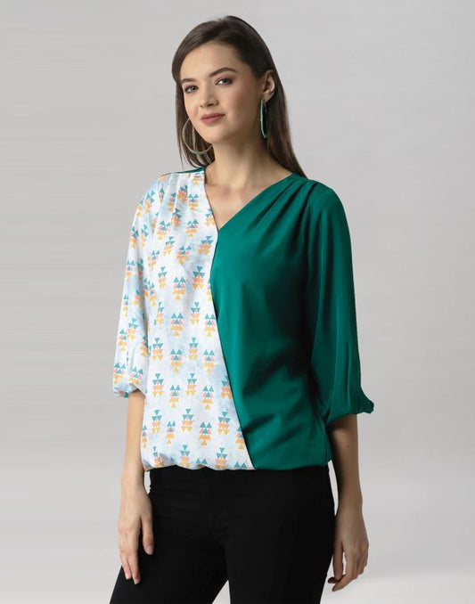 Rama Coloured Crepe Printed Top | Leemboodi