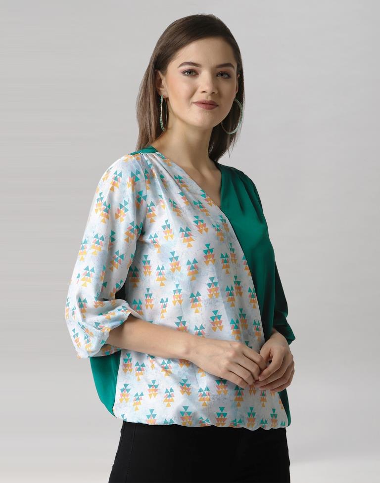 Rama Coloured Crepe Printed Top | Leemboodi
