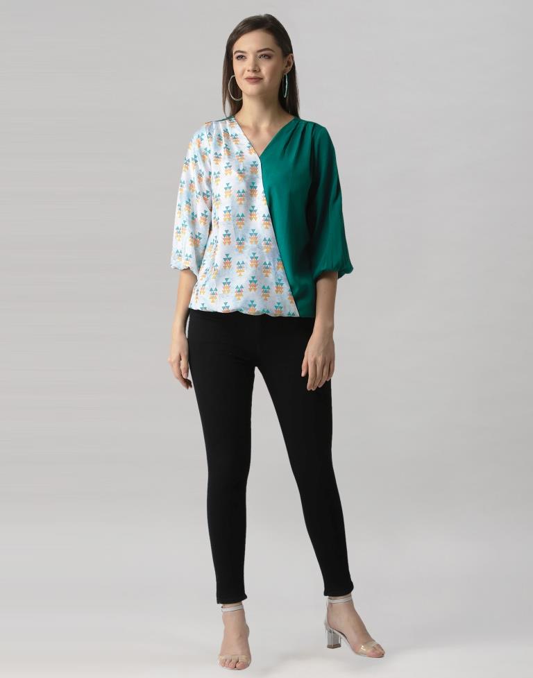 Rama Coloured Crepe Printed Top | Leemboodi