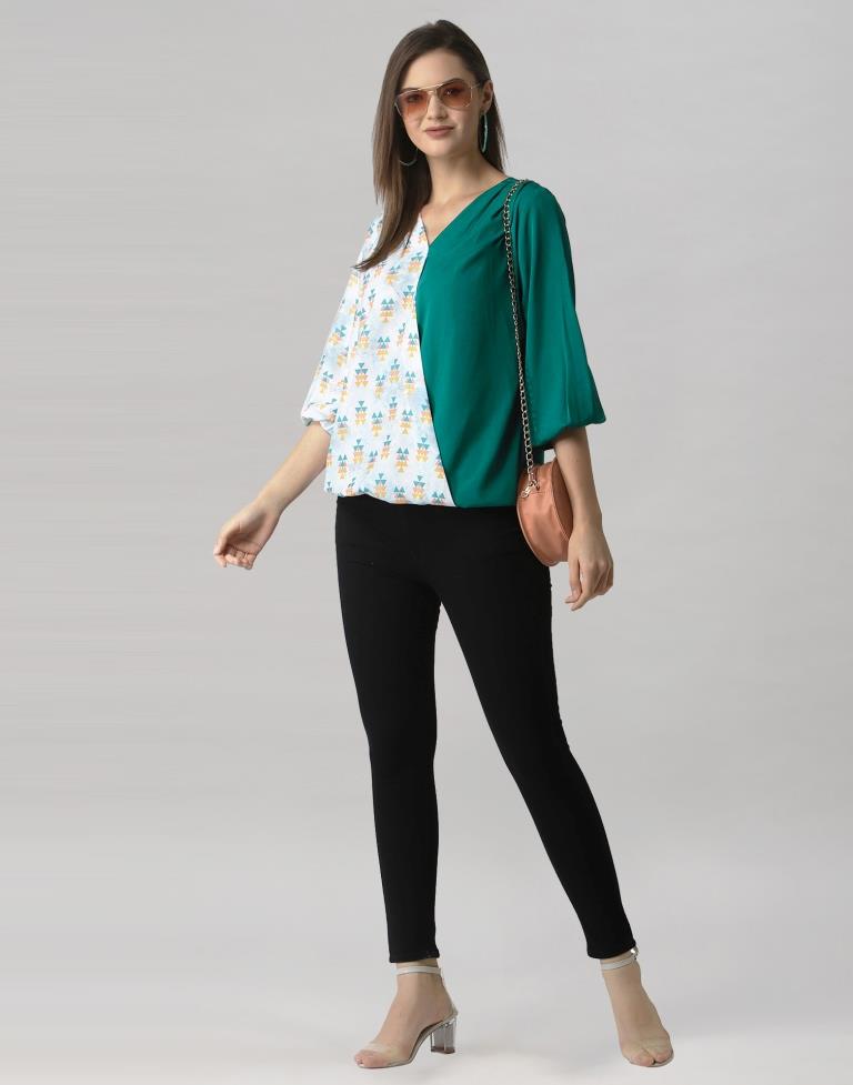 Rama Coloured Crepe Printed Top | Leemboodi