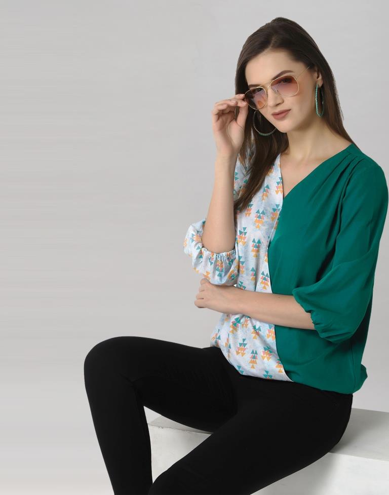 Rama Coloured Crepe Printed Top | Leemboodi