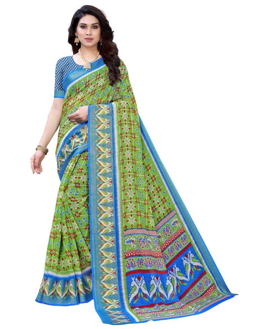 Pear Green Cotton Patola Saree | Sudathi