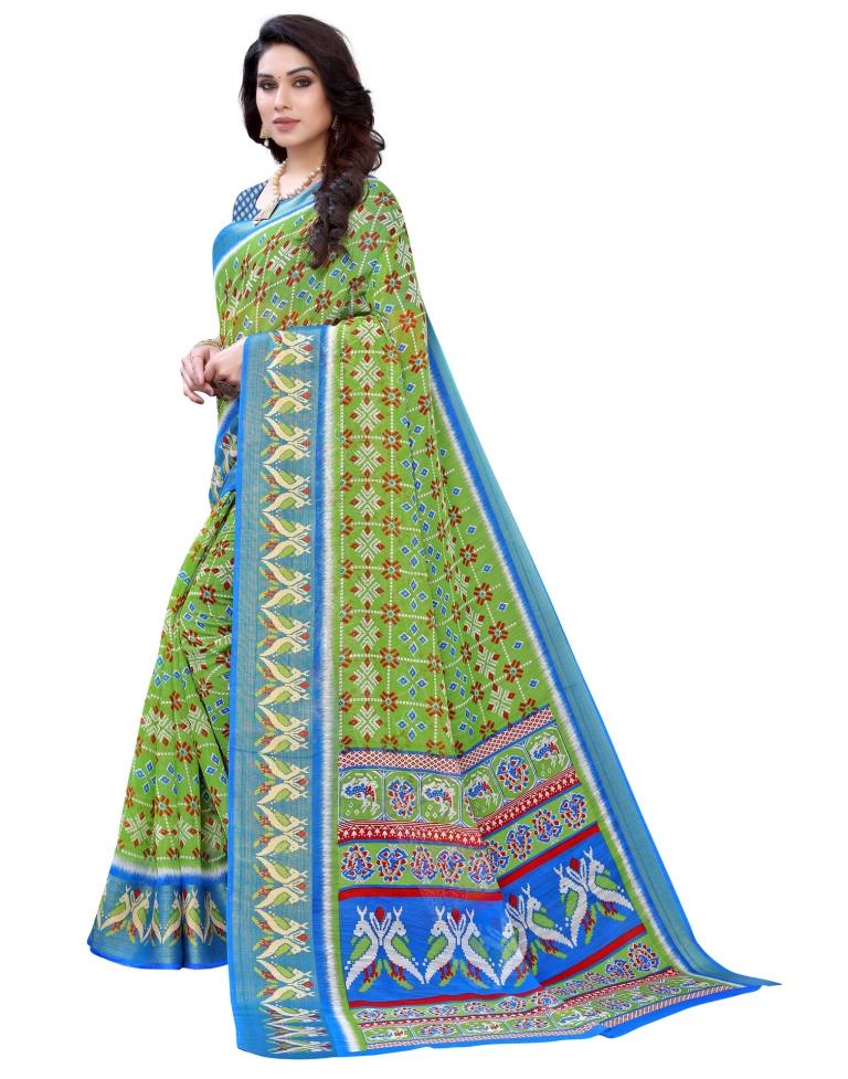 Pear Green Cotton Patola Saree | Sudathi