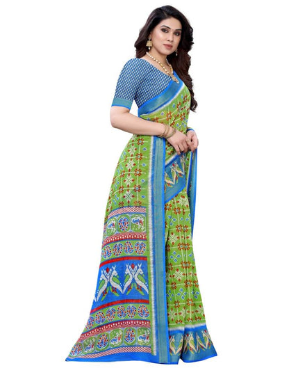 Pear Green Cotton Patola Saree | Sudathi