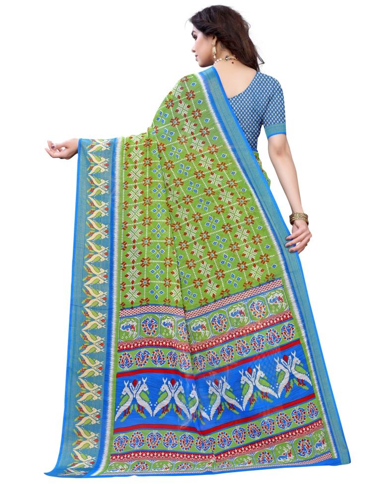 Pear Green Cotton Patola Saree | Sudathi