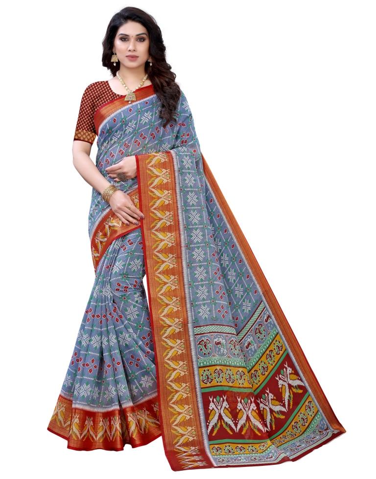 Grey Cotton Patola Saree | Sudathi