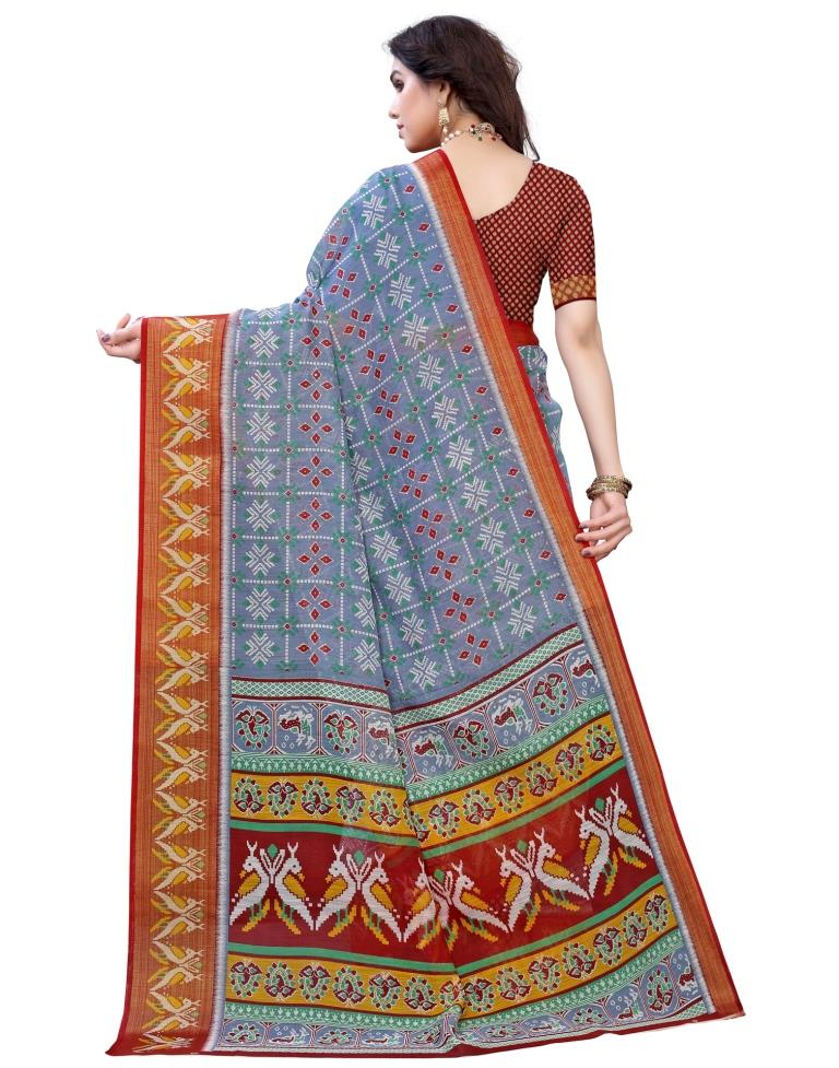 Grey Cotton Patola Saree | Sudathi