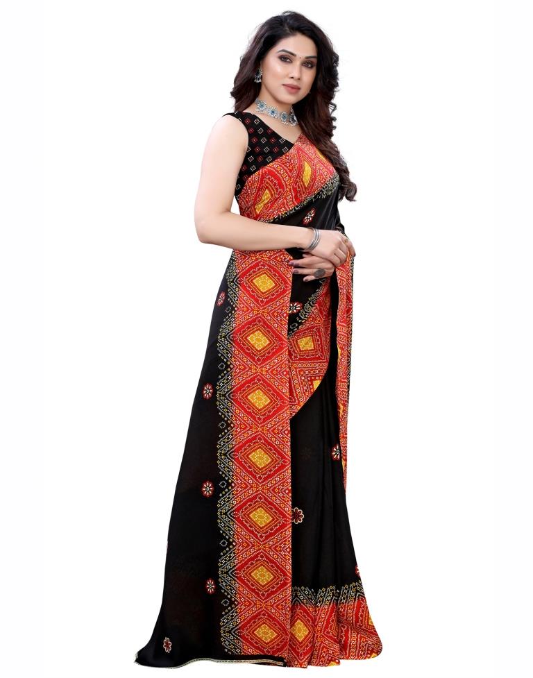 Black Bandhani Printed Saree | Sudathi