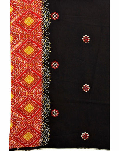 Black Bandhani Printed Saree | Sudathi