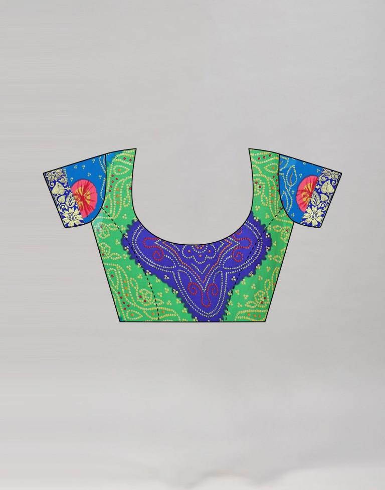 Blue And Multicolored Georgette Bandhani Printed Saree | Sudathi