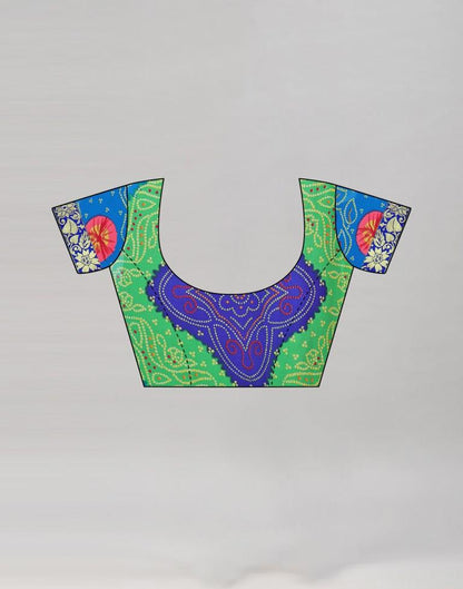 Blue And Multicolored Georgette Bandhani Printed Saree | Sudathi