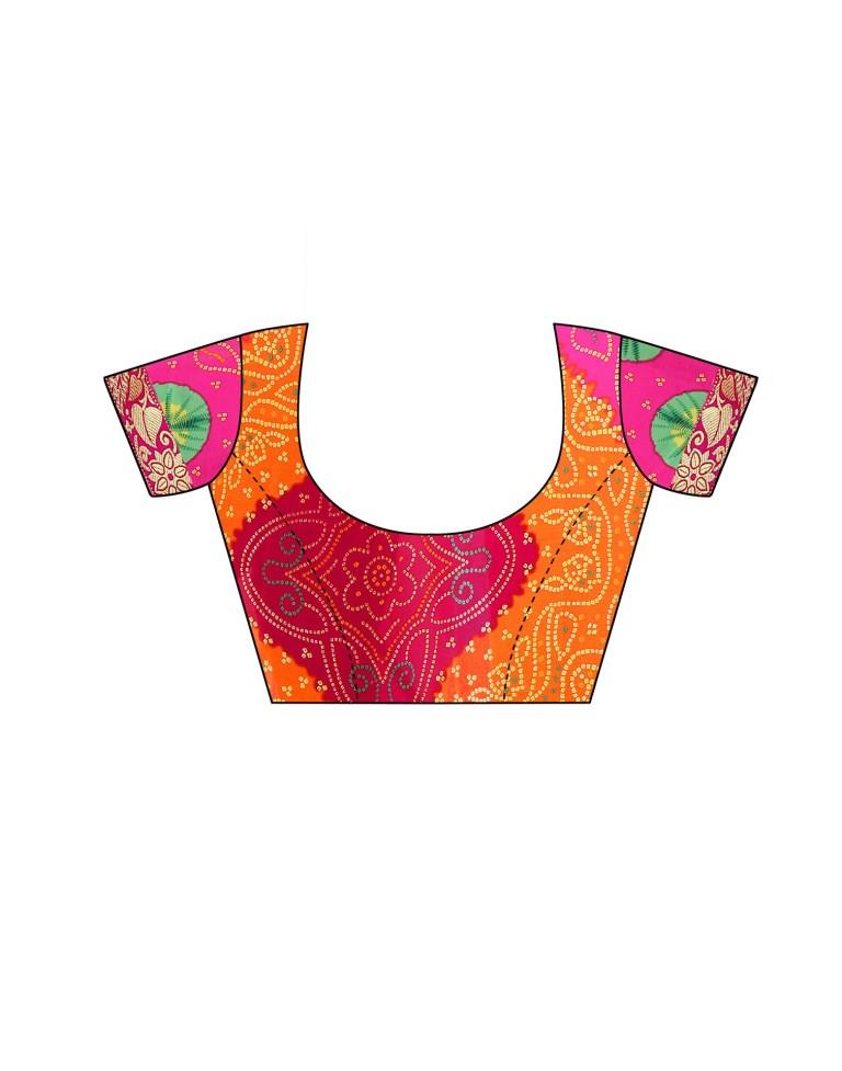 Pink Coloured Georgette Bandhani Printed Casual saree | Sudathi