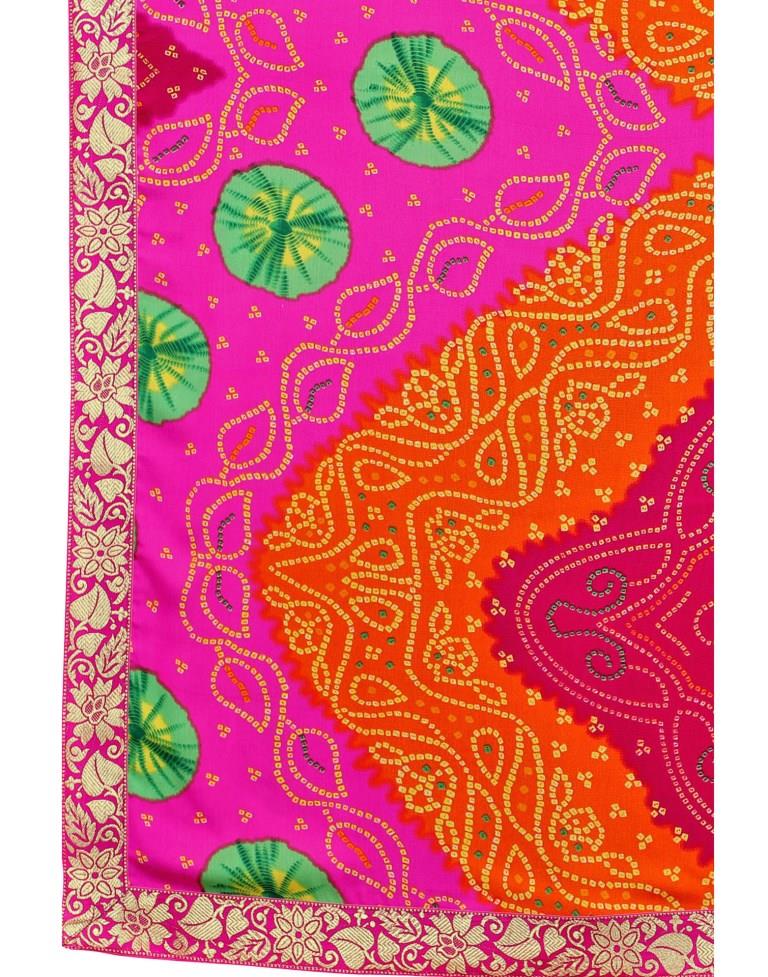 Pink Coloured Georgette Bandhani Printed Casual saree | Sudathi