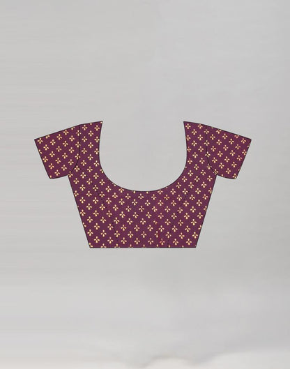 Wine And Mustard Yellow Coloured Poly Cotton Printed Saree | Sudathi