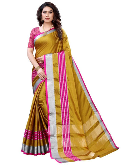 Mustard Yellow Hand Woven Silk Saree | Sudathi