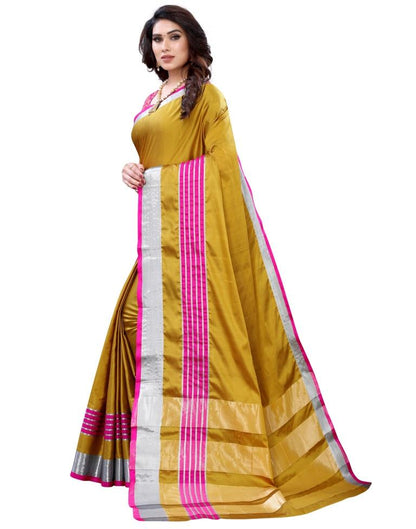 Mustard Yellow Hand Woven Silk Saree | Sudathi