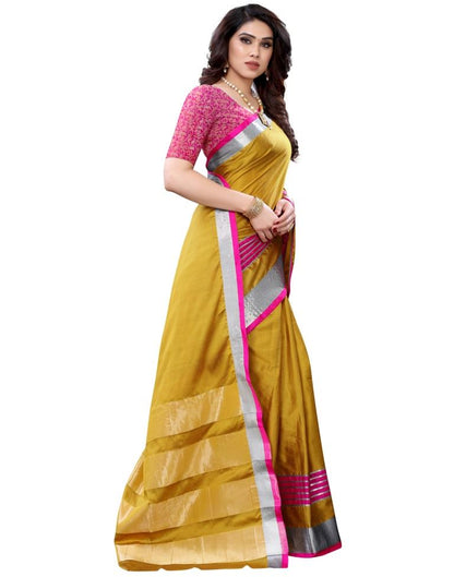 Mustard Yellow Hand Woven Silk Saree | Sudathi
