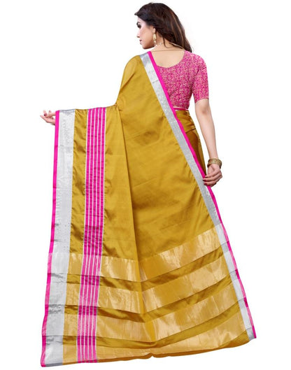 Mustard Yellow Hand Woven Silk Saree | Sudathi
