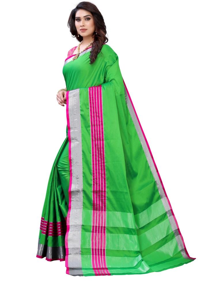 Neon Green Hand Woven Silk Saree | Sudathi