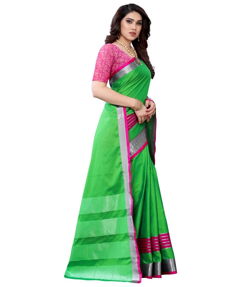 Neon Green Hand Woven Silk Saree | Sudathi