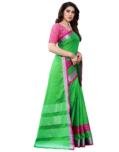 Neon Green Hand Woven Silk Saree | Sudathi